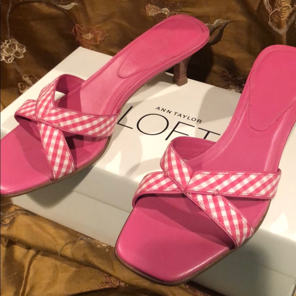 Ann Taylor Loft gingham slide sandal